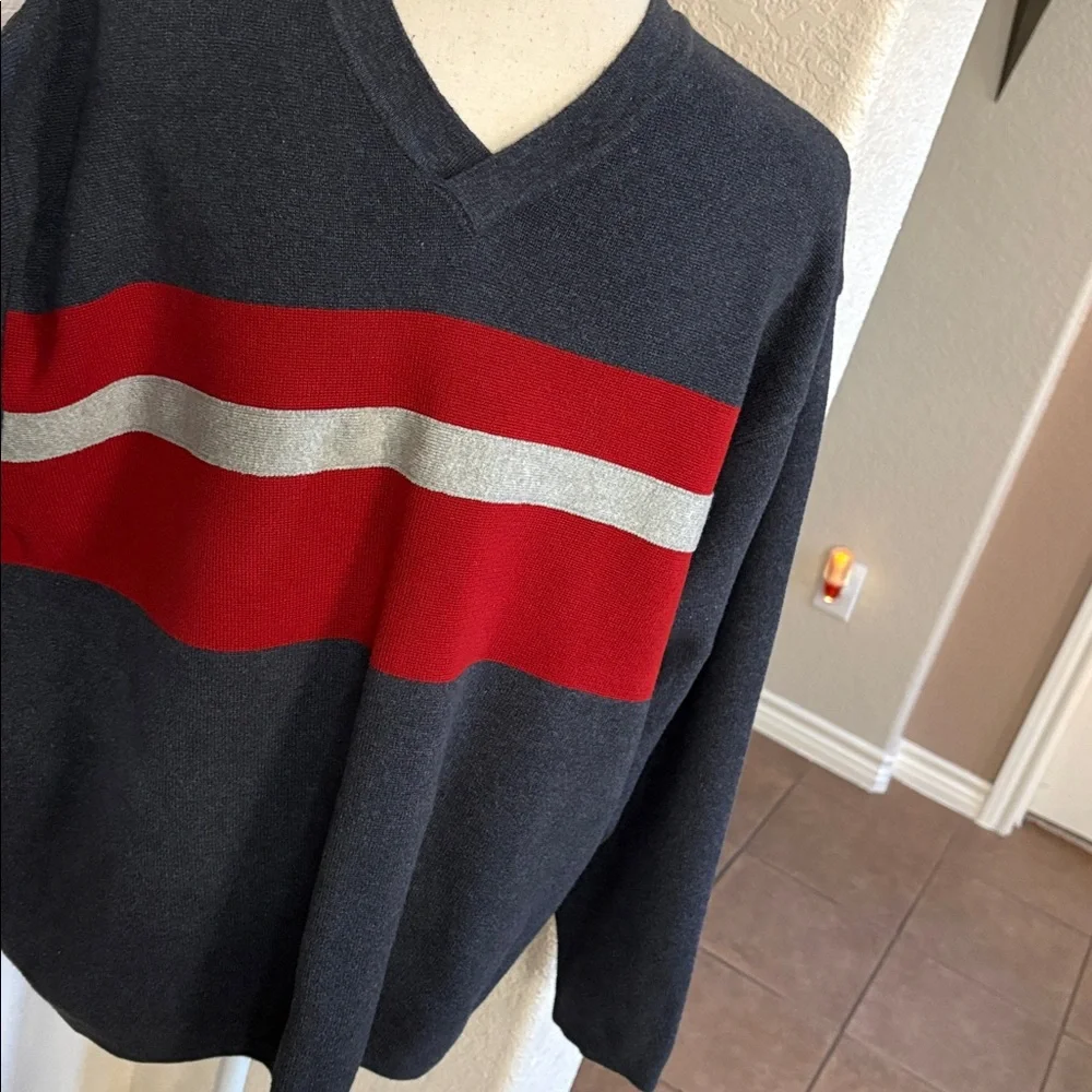 Vintage 90’s Structure blue & red striped V-neck sweater Size M